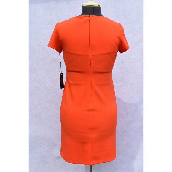 Tommy Hilfiger Short Sleeve Orange Pencil Dress Size 2 - Picture 7 of 9